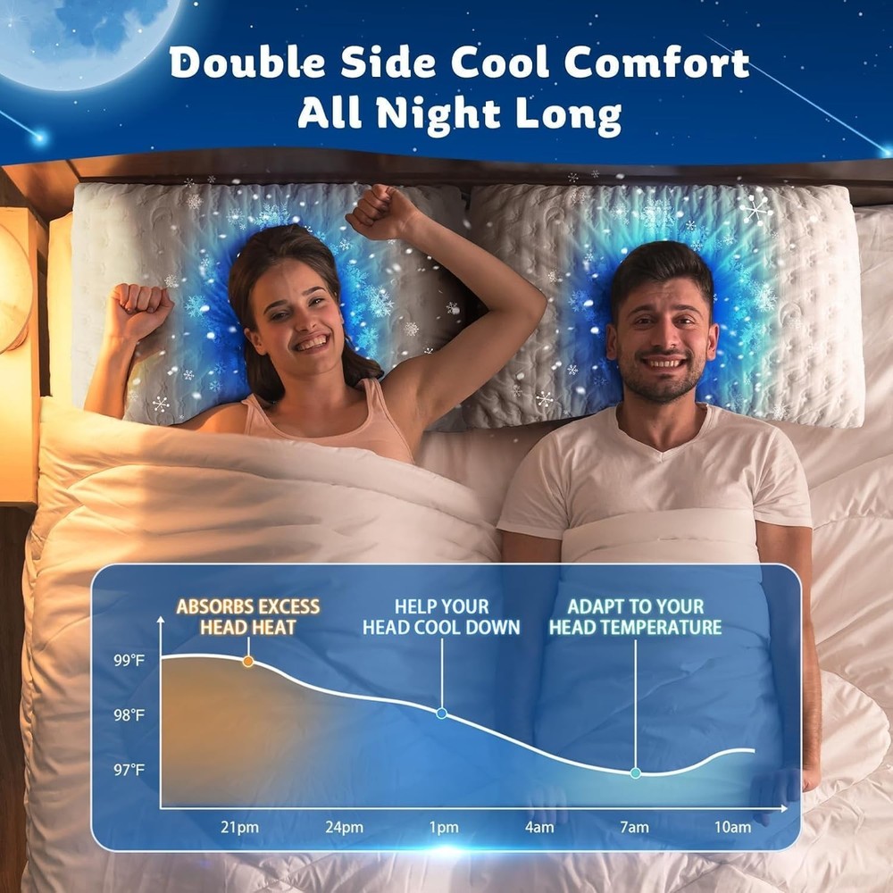Luxury Cooling Side Sleeper Pillow - Adjustable Shredded Memory Foam Comfort