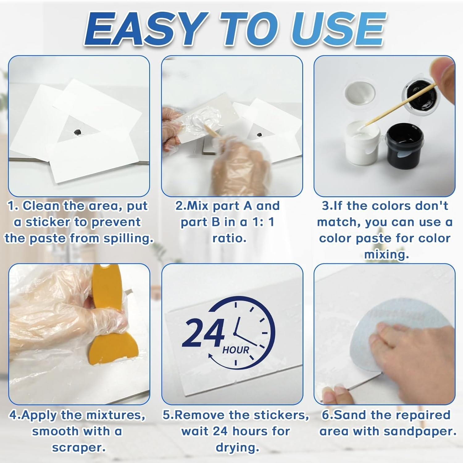 Porcelain Repair Kit, Fiberglass Tub Repair Kit, Tile and Bathtub Repair Kit for