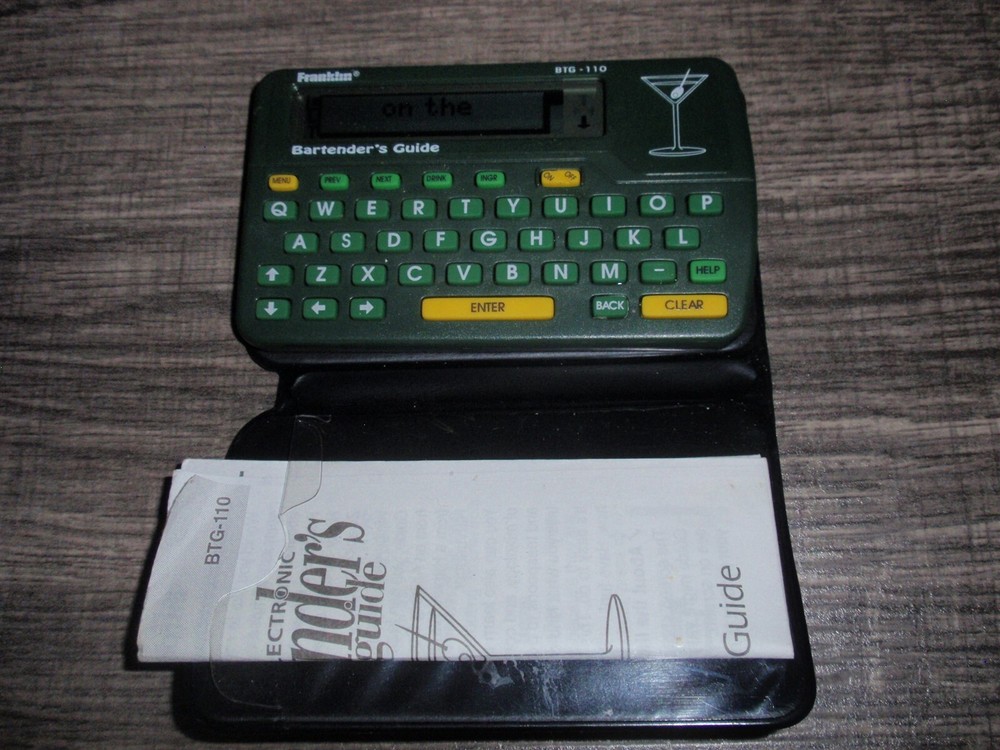 Franklin Electronic Handheld Bartender's Guide Model BTG-110 Unit With Manual