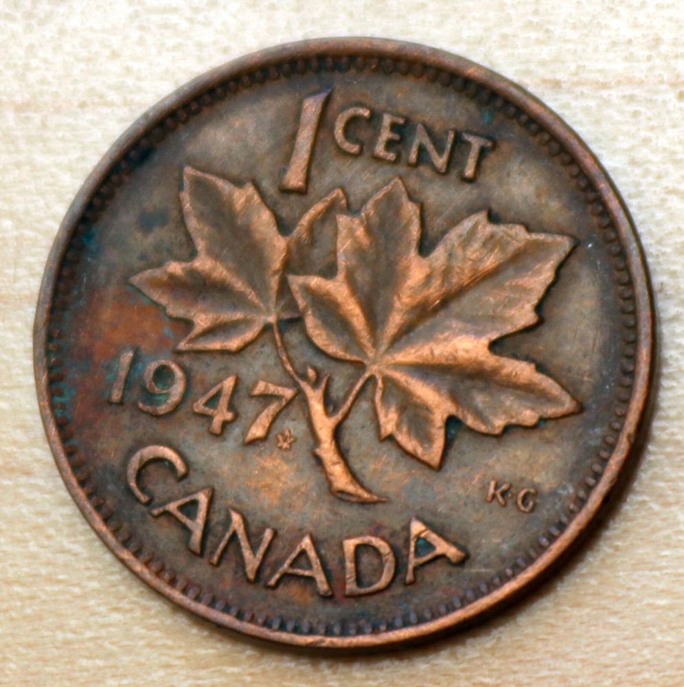 1947 Canada 1 Cent George VI Maple Leaf