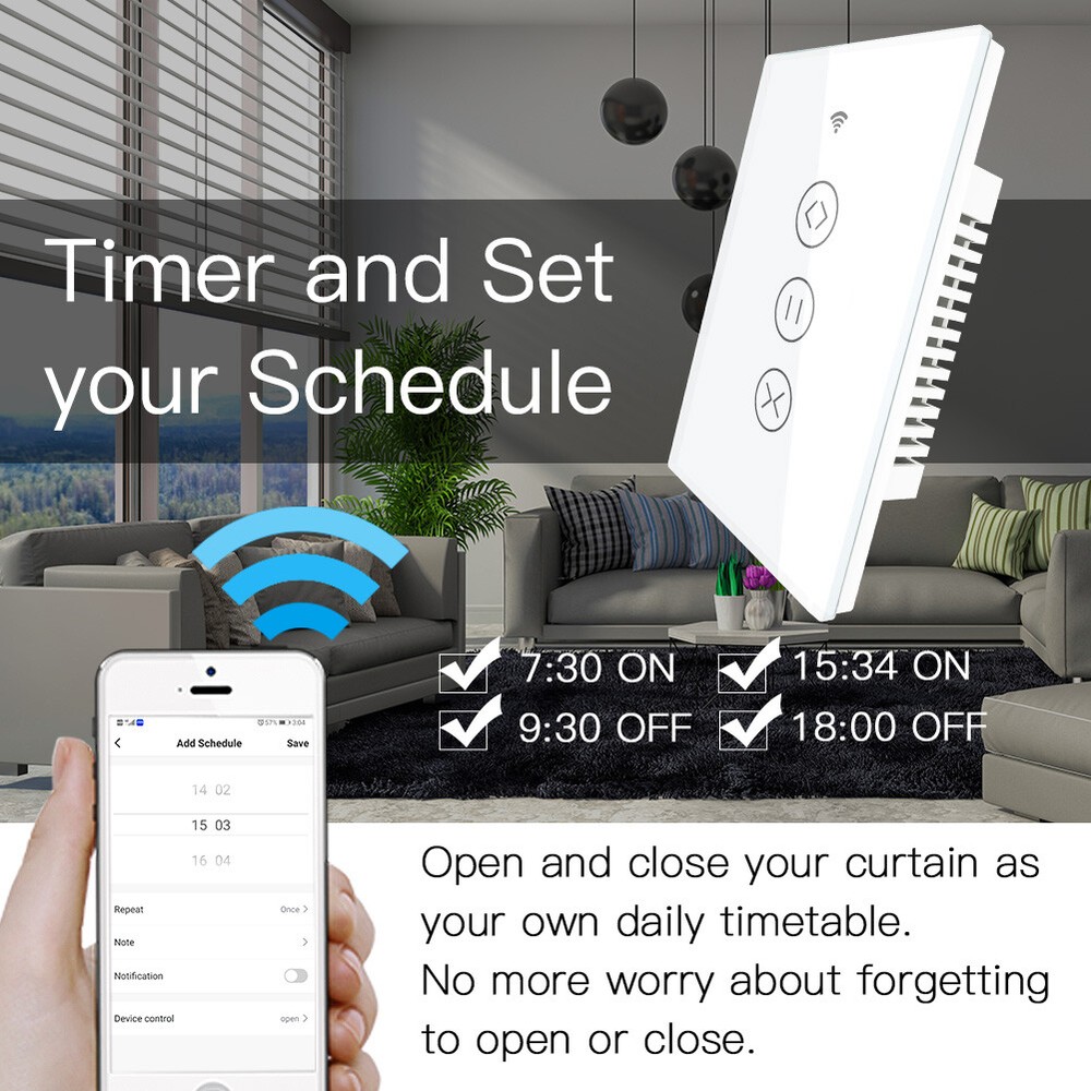MOES WiFi RF Smart Curtain Switch Roller Blinds Shutter Timer Alexa Google APP