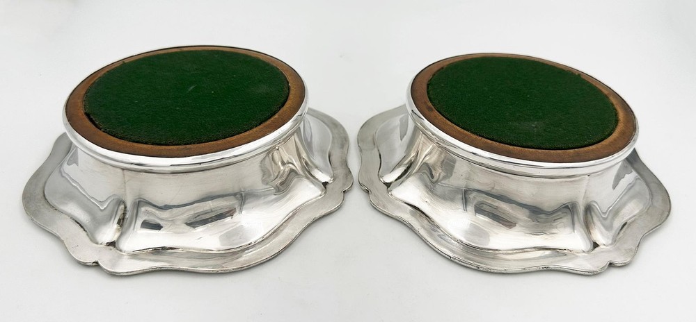 PAIR BOTTLE COASTERS OLD SHEFFIELD PLATE WILLIAM IV c1830 7”