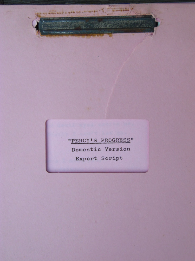 Vintage "PERCYS PROGRESS" Original Domestic Version Export Movie Script 1974