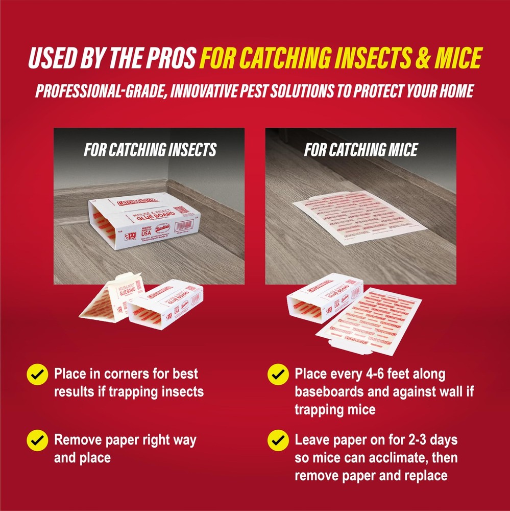 Catchmaster Extra Sticky Insect & Mouse Traps 8" x 5" (60 Pack), White