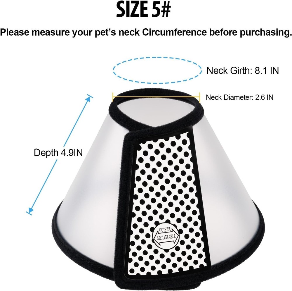 Adjustable Recovery Pet Cone for Cats & Rabbits, 8.1 in, Comfortable & Practical