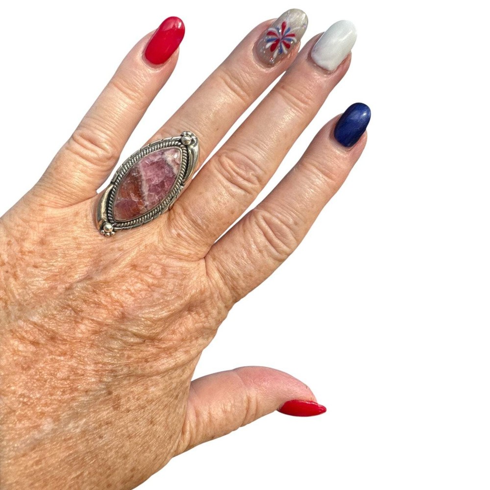 Cobalto Calcite Solid 925 Sterling Silver Ring 7.5