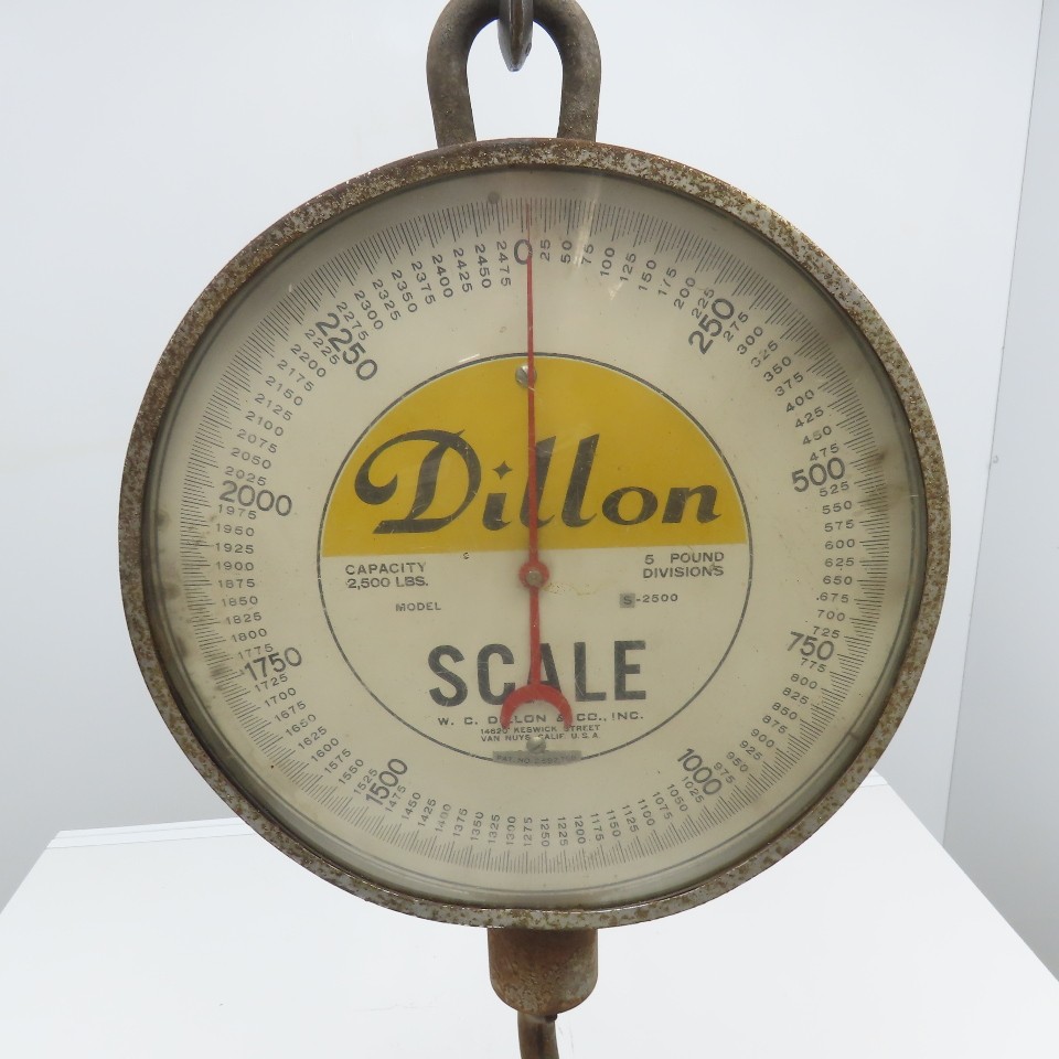 Dillon S-2500 0-2500Lbs Capacity Hanging Scale 5Lbs. Increments 16" Face Width