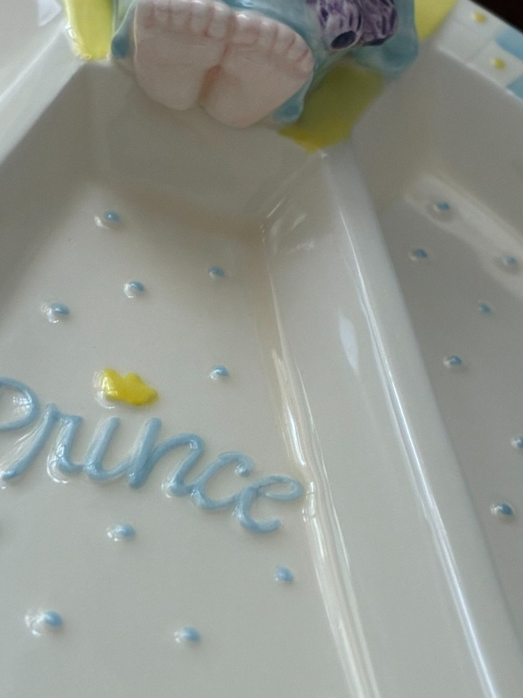 MUD PIE HTF LITTLE PRINCE 2 PC CERAMIC BOY'S DINING SET PLATE + CUP 2000