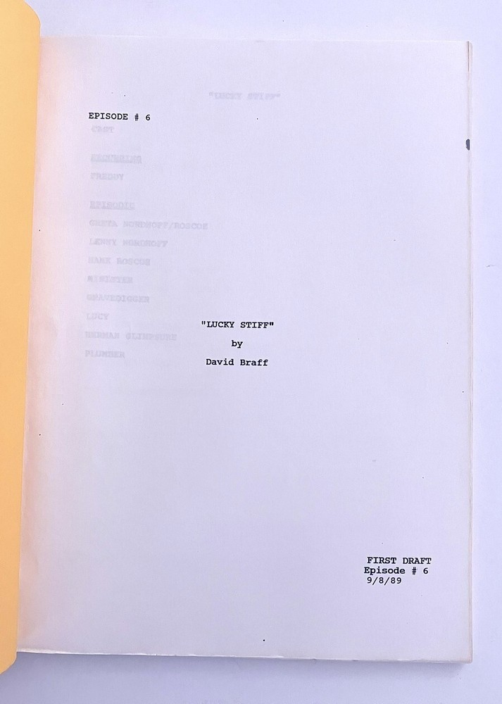 Freddy's Nightmares Original TV Script "Lucky Stiff" 1989 Robert Englund