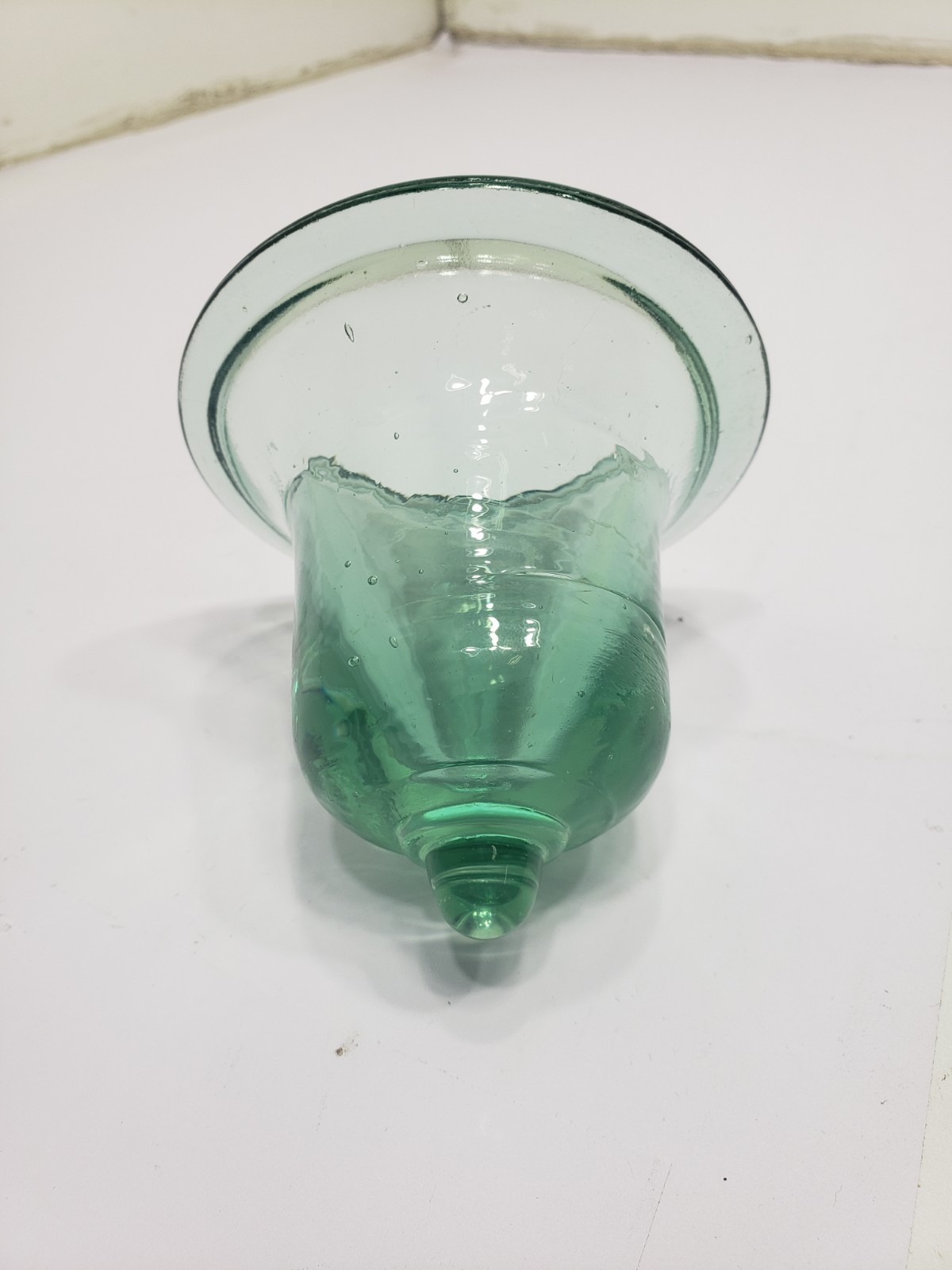 Vintage Small Cobalt Green Glass Garden Cloche French Bell 4 x 4