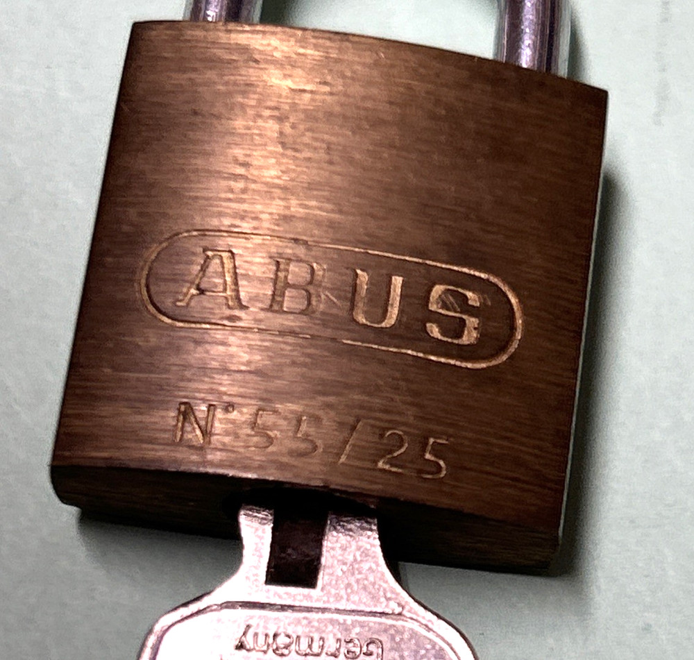 ABUS Security Padlock 55/25 Brass w/ 2 Keys 1" Wide