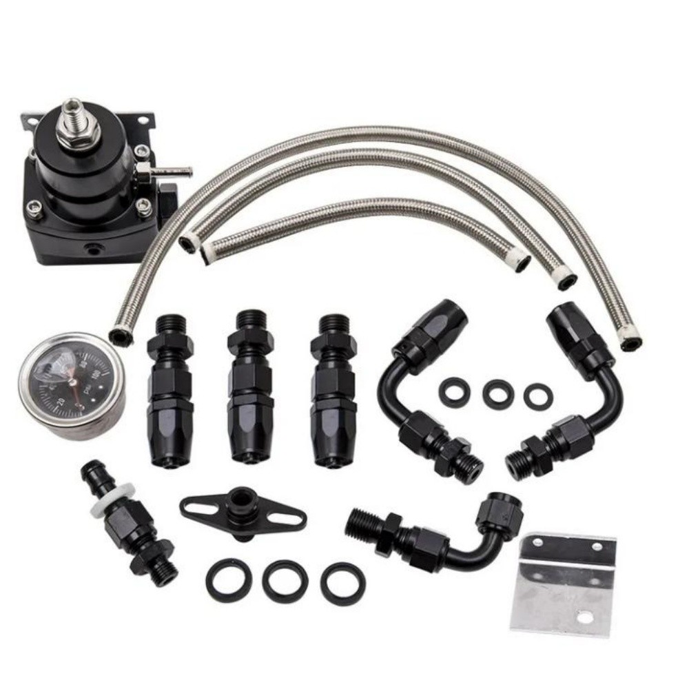 Adjustable Fuel Pressure Regulator Kit Oil Gauge -6AN Black US