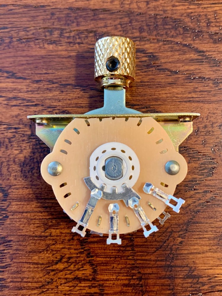 1 x GOLD Plated Solid Brass / Telecaster Knurled DOME Switch Tip / Set Screw