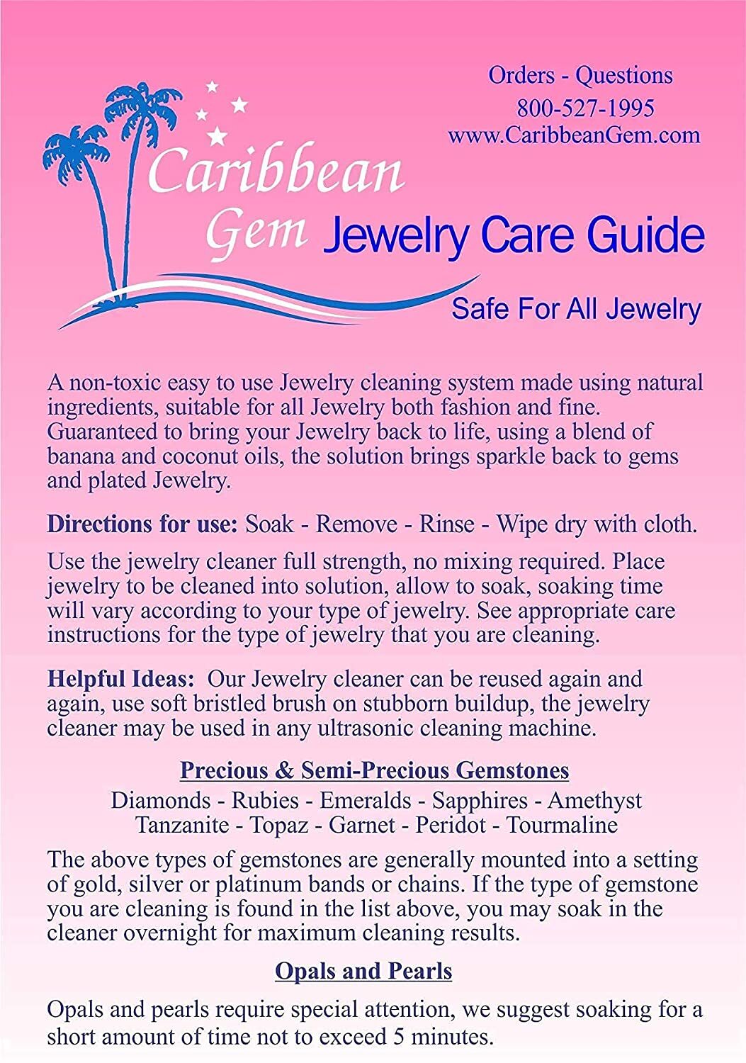 Caribbean Gem 5 pack Jewelry Cleaner Polishing Cloths Silver Gold Gemstones