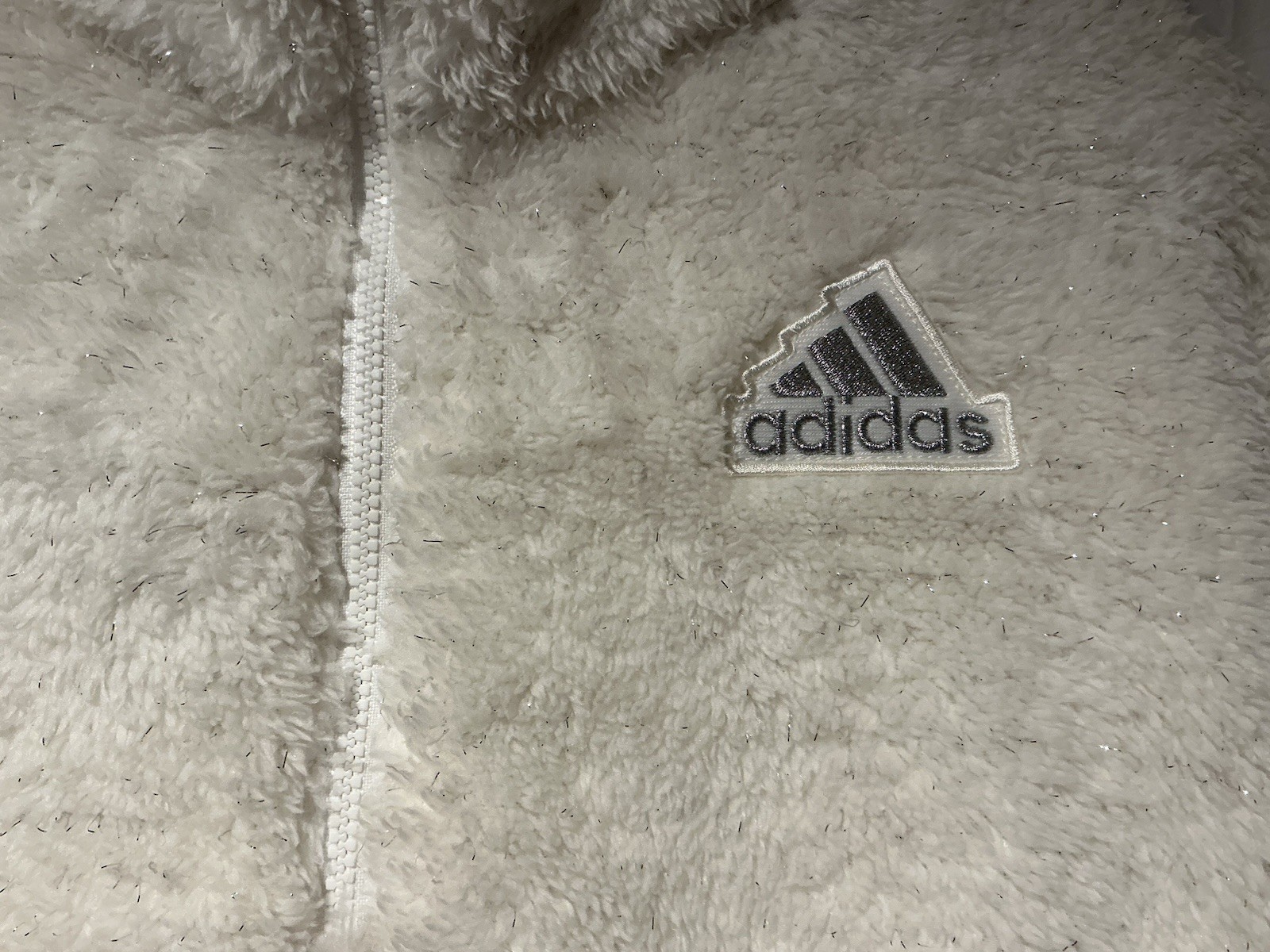 White Glitter Adidas Girls Jacket Size 16 XL