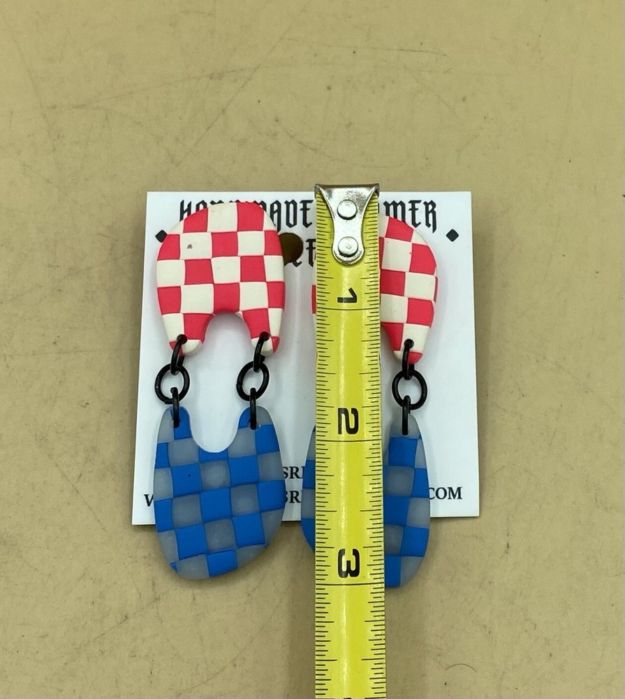 Polymer Checkerboard Dangle Earrings Gracious Rebel Designs Handmade