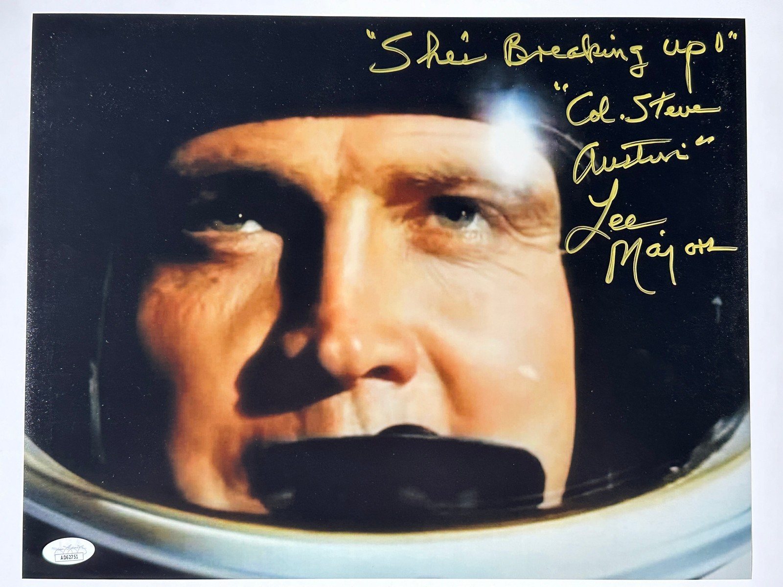 Lee Majors Signed 11x14 Photo "She's breaking up!" JSA COA from Private Signing