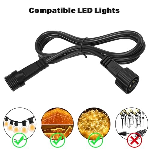 16.4Ft/5M Extension Cable for Christmas String Lights IP68 Waterproof