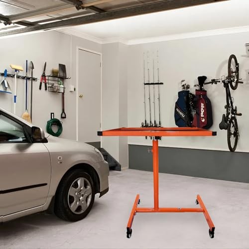 Mechanics Rolling Work Table Mobile Tray Table for Shop, Garage, Adjustable
