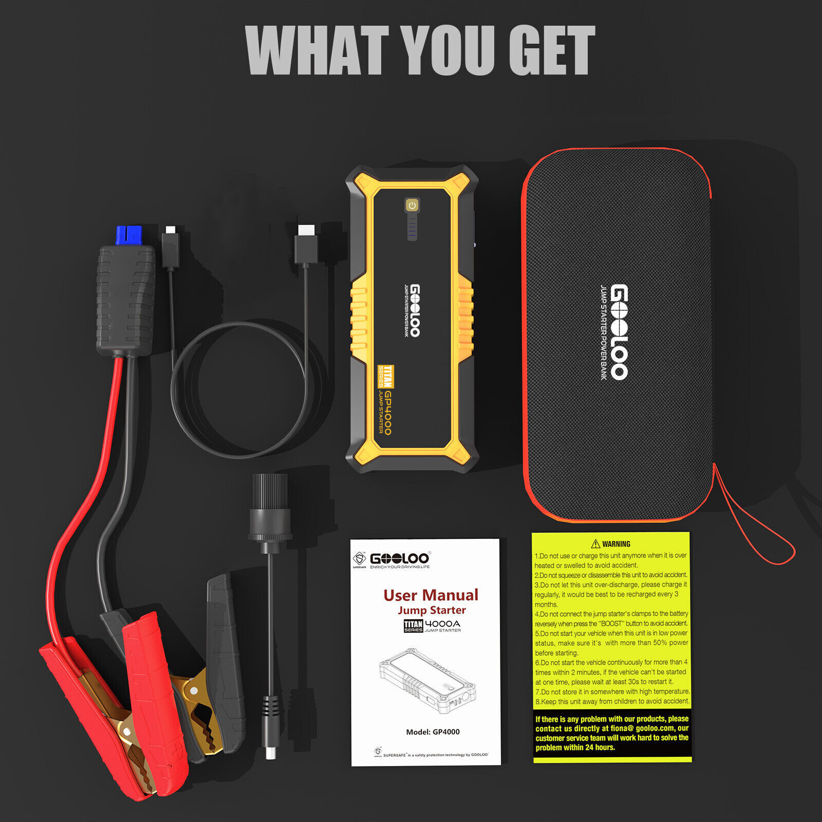 GOOLOO 4000A Car Jump Starter Power Bank Lithium Battery 12V Jump Box Portable