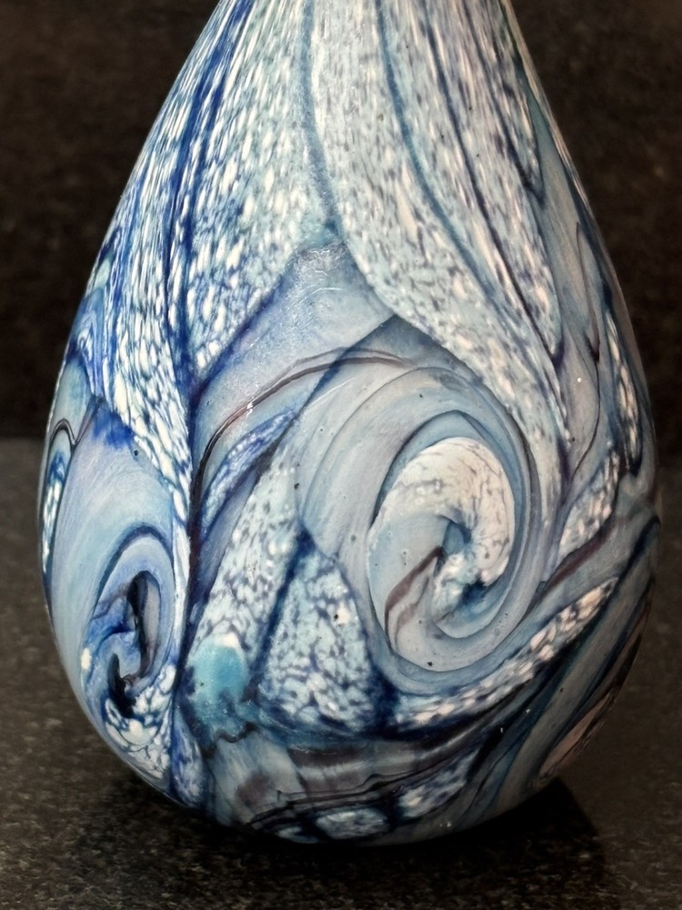 REDUCED GOZO Glass Perfume Scent Bottle Ocean Pattern Signed