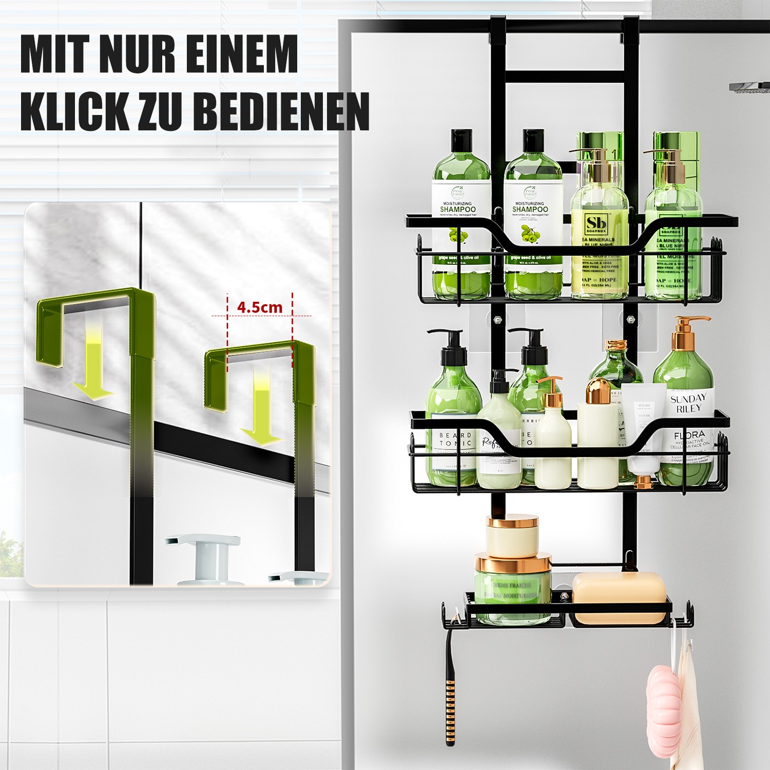 over Shower Black Organizer Door Rustproof the