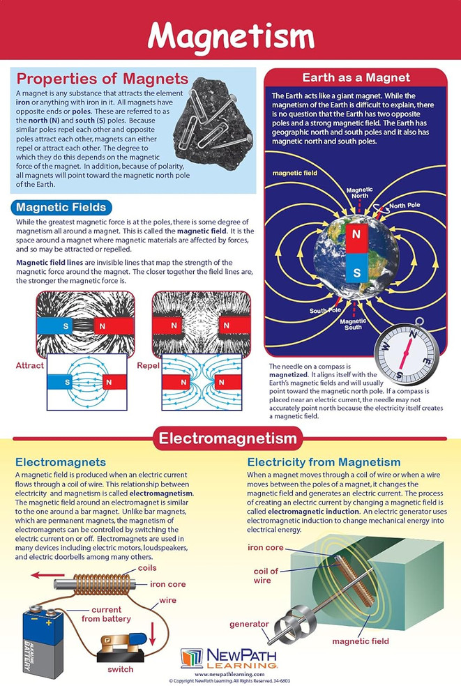 Newpath Physical Science Posters, Set/5 (Forces/Motion, Electricity, Magnetism,