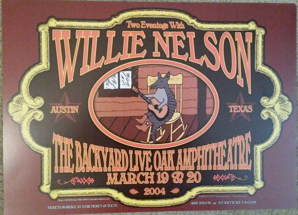 Mint WILLIE NELSON Backyard Poster Jeff Miller 2004 a
