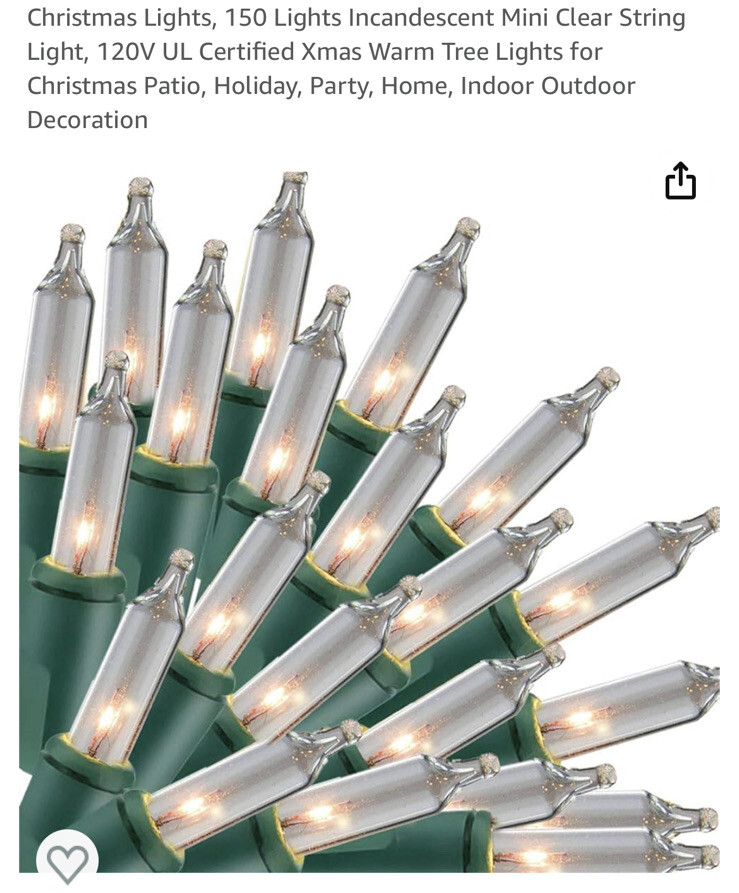 150 Warm White String Lights Green Wire