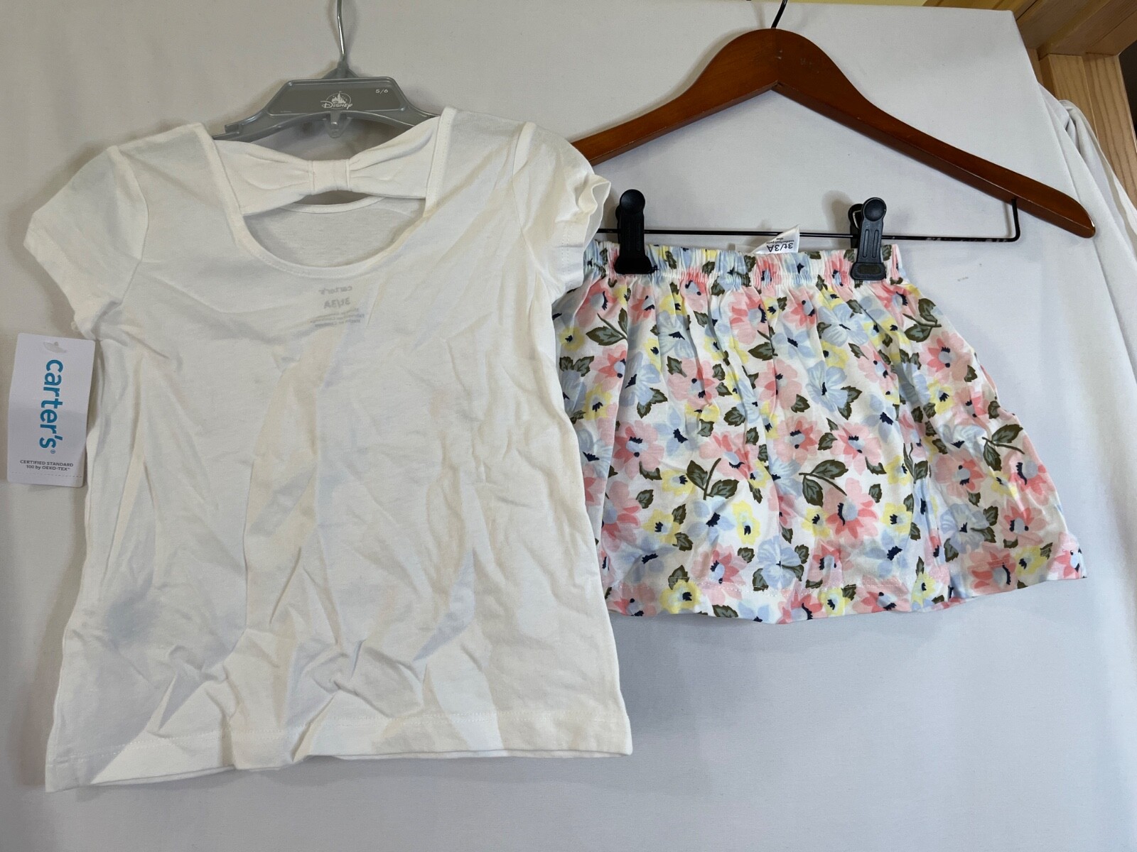 NWT CARTERS 2-Piece Bunny Tee & Skort Set Girls Toddlers Many sizes