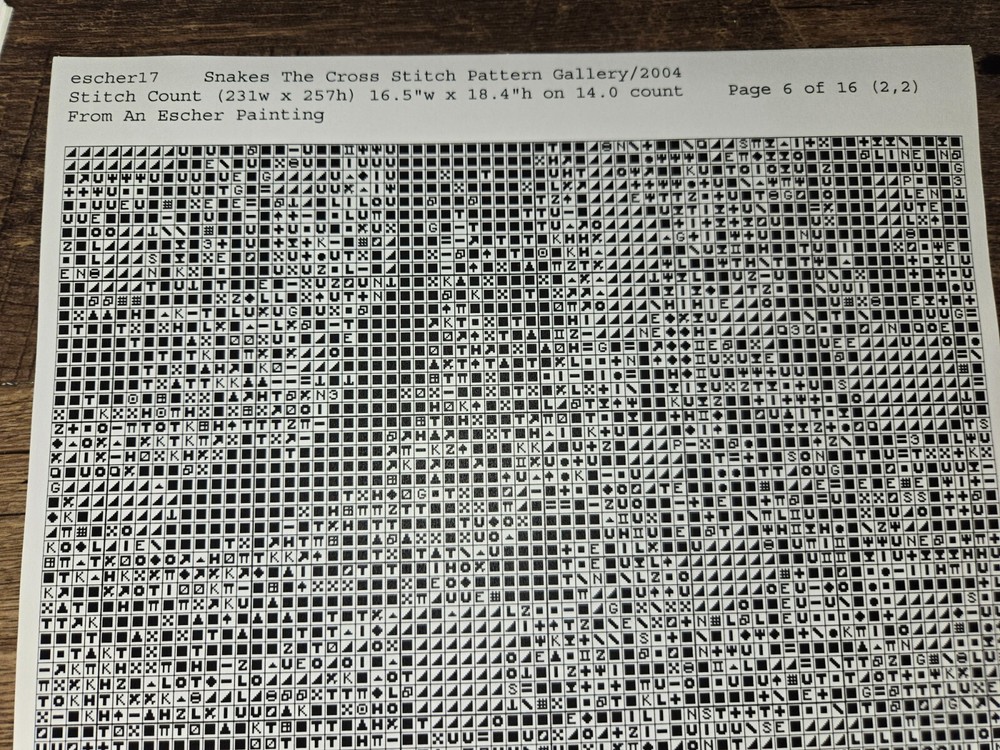"Snakes" Cross Stitch Pattern - Artwork by Escher