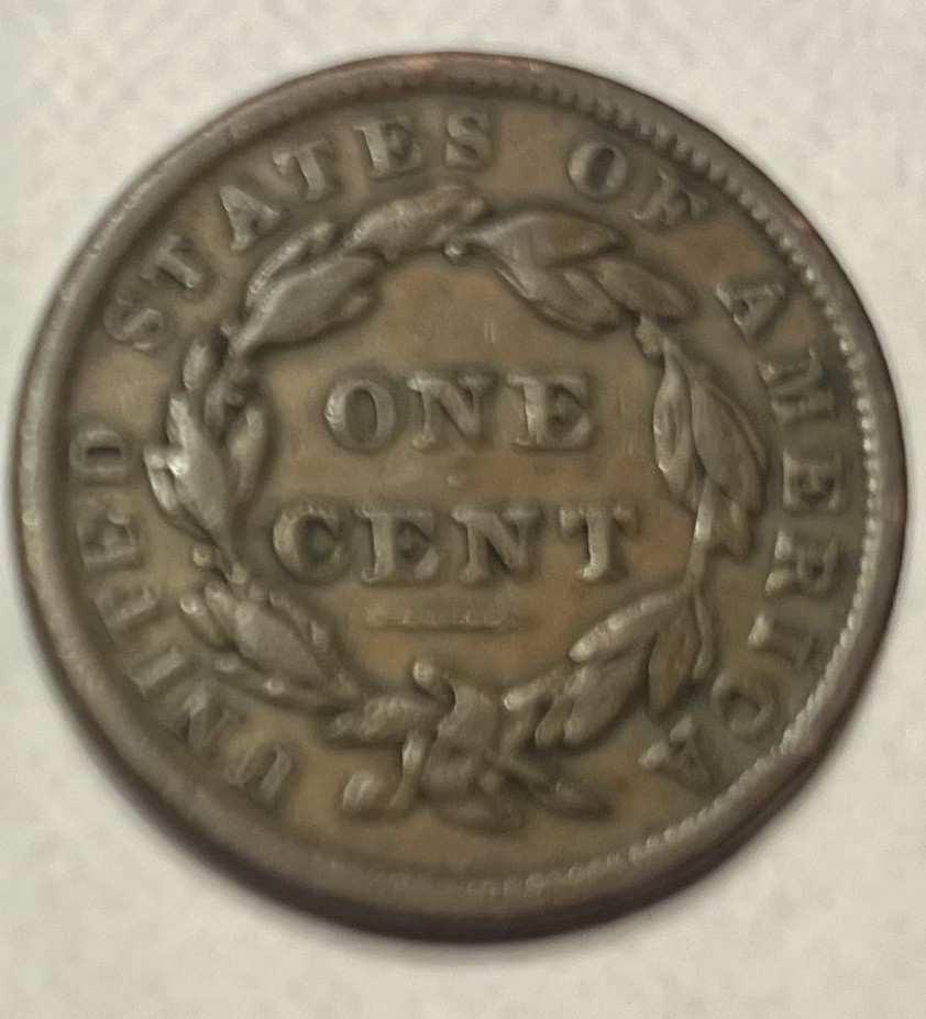 1838 coronet head large cent 1c