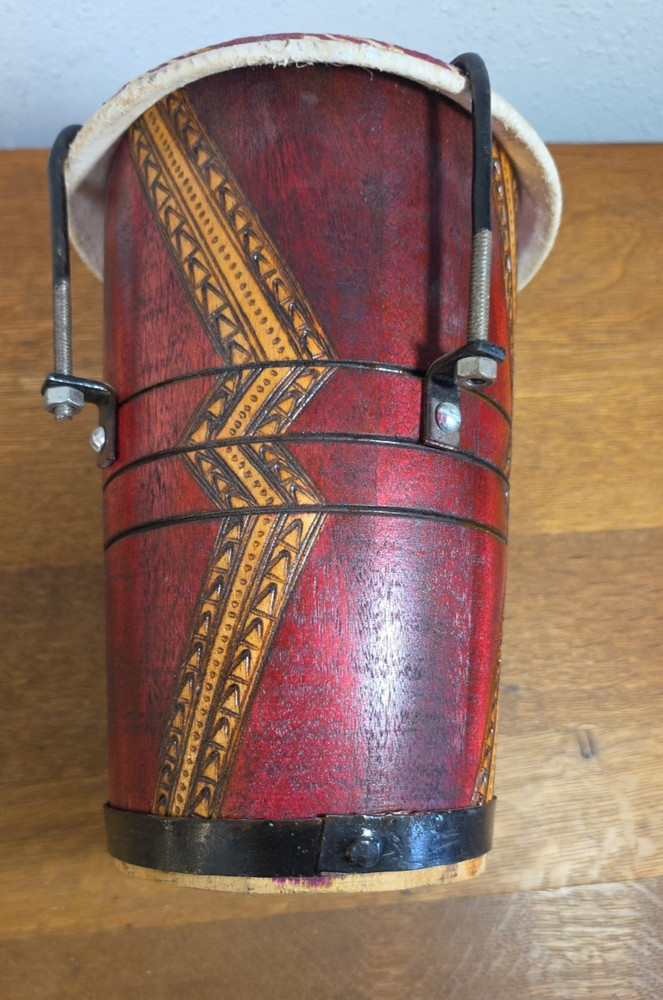 Hand Held Drum, Hand Crafted Drum Likely a Bongo?