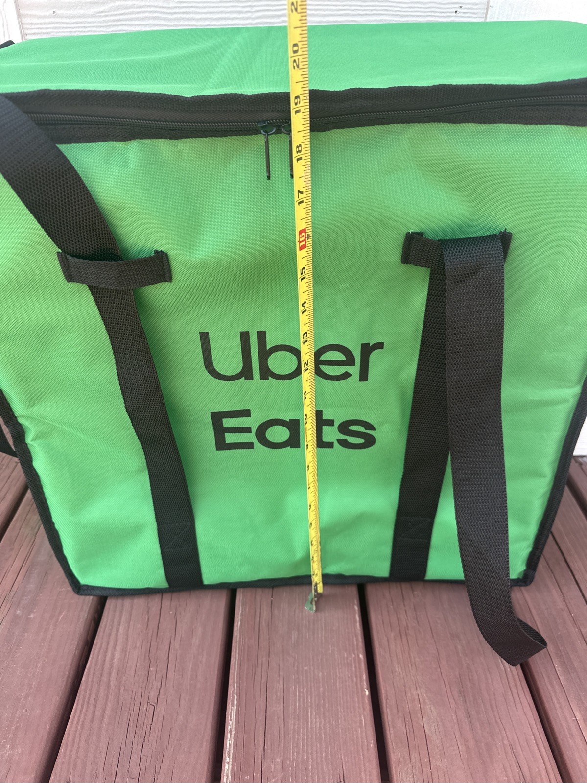 UBER EATS Green Insulated Delivery Bag Sz XL 19”x19”x 9” Zipper Closure 2 Handle