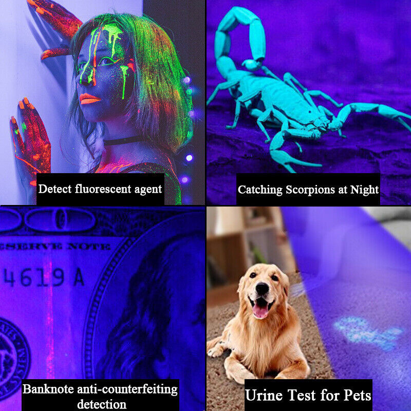 UV Flashlight Black Light Super Bright 120000lm Torch Ultra Violet Lamp LED