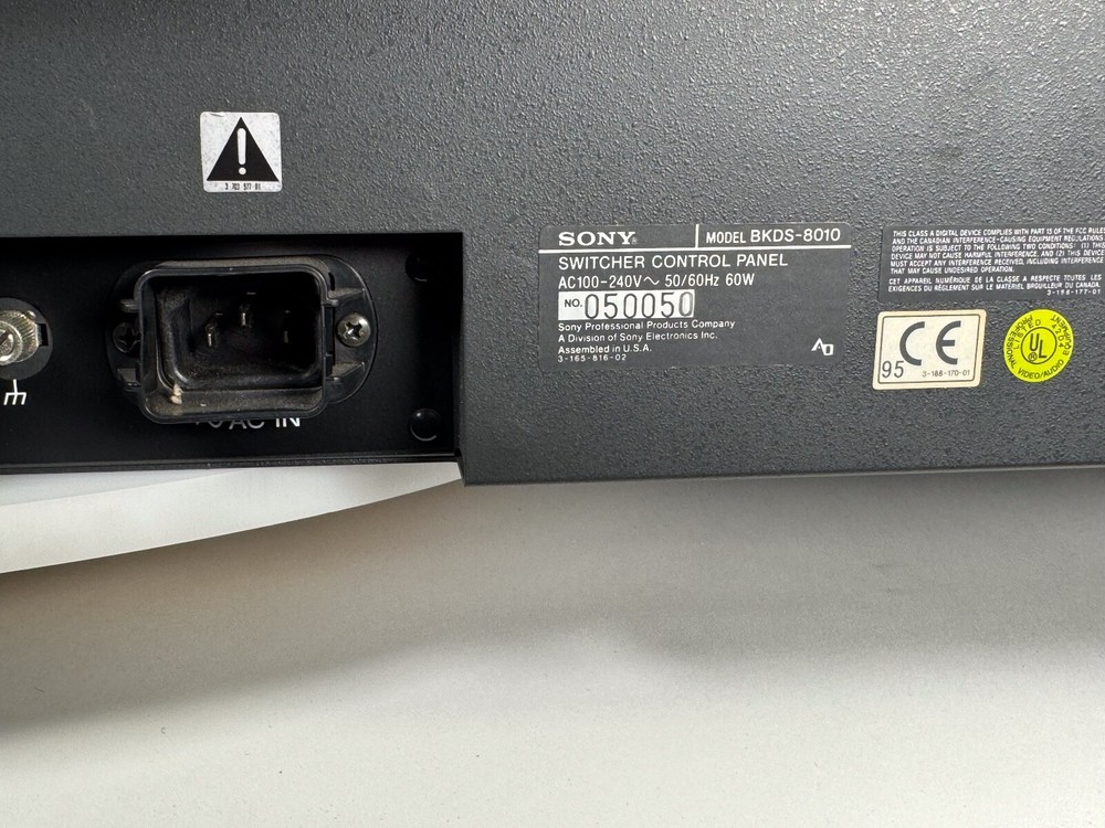 SONY Switcher Control DVS-8000C & Model BKDS-8010 Switcher Panel
