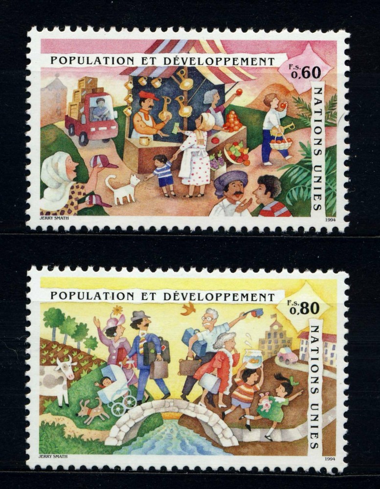 UN - Geneva . 1994 Population & Development (258-59) . Mint Never Hinged