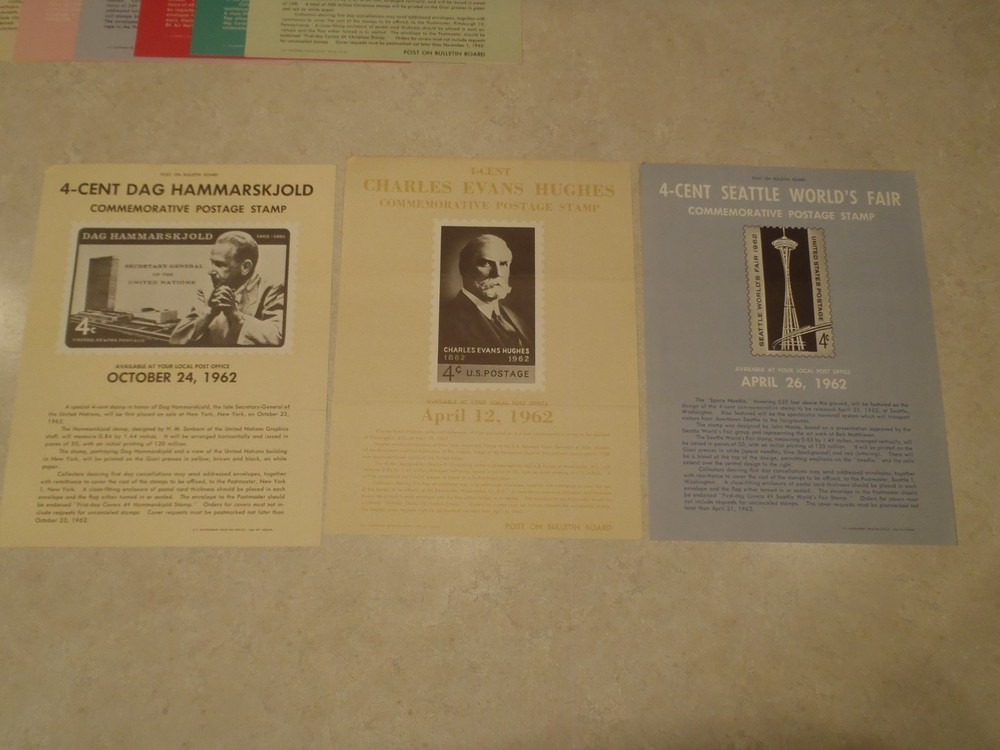 Vintage Postage Stamp Bulletin Poster Lot 1960s Post Office Air Mail 1962 1963