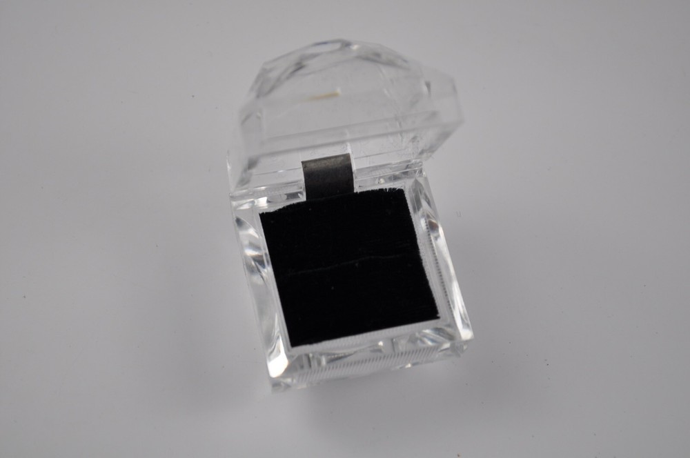 Vintage Presentation Ring Box Clear Plastic Hinged - FREE SHIPPING