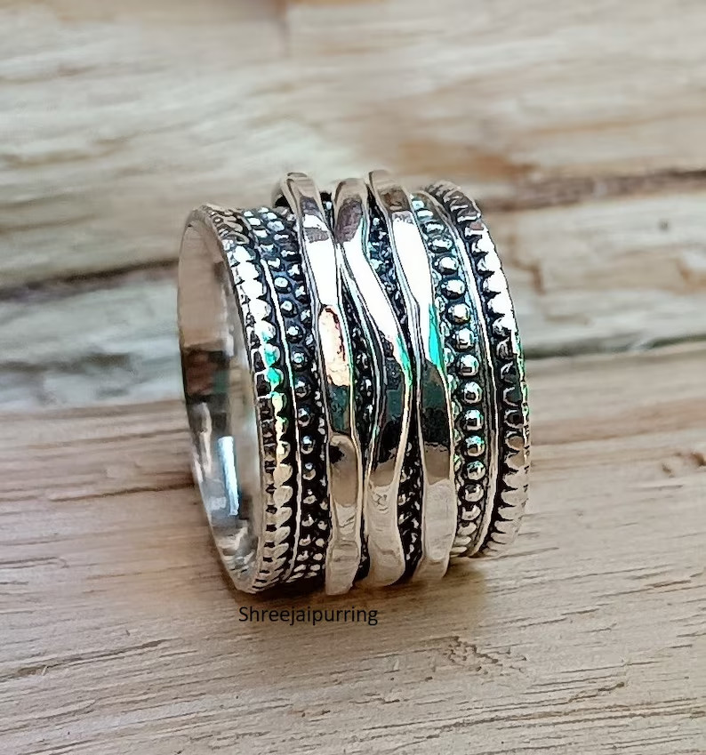 925 Sterling Silver Spinner Band Ring Statement Ring Handmade Ring All size