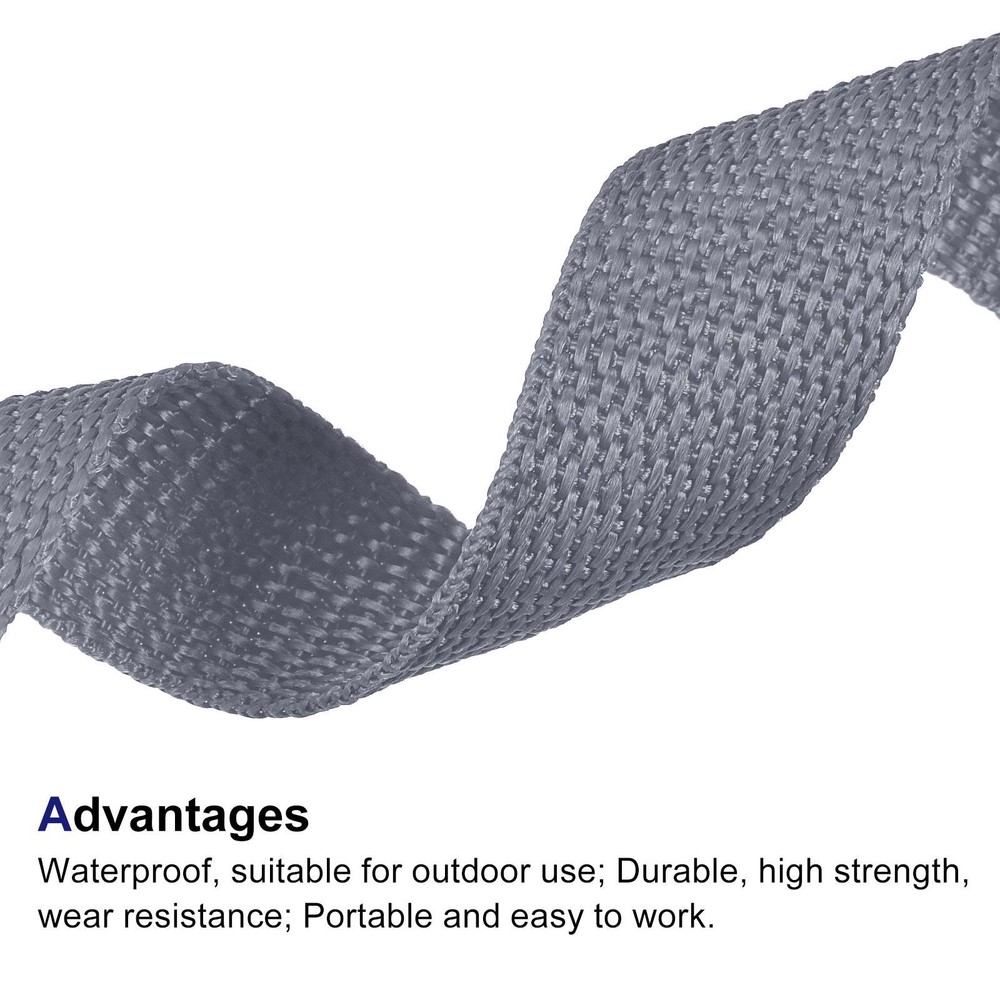 Lightweight Polypropylene Webbing Strap 1" 10 Yards Grey Strapping