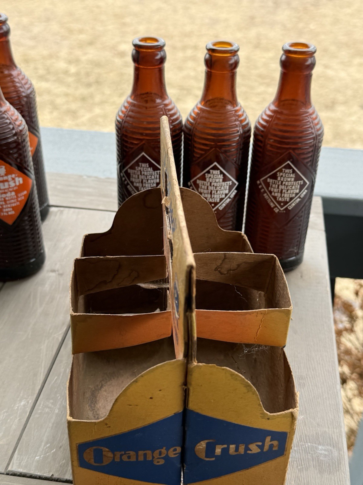 Rare 1940’s Orange Crush Cardboard 6 Pack Handi-Pack W/ Bottles Clinton Iowa