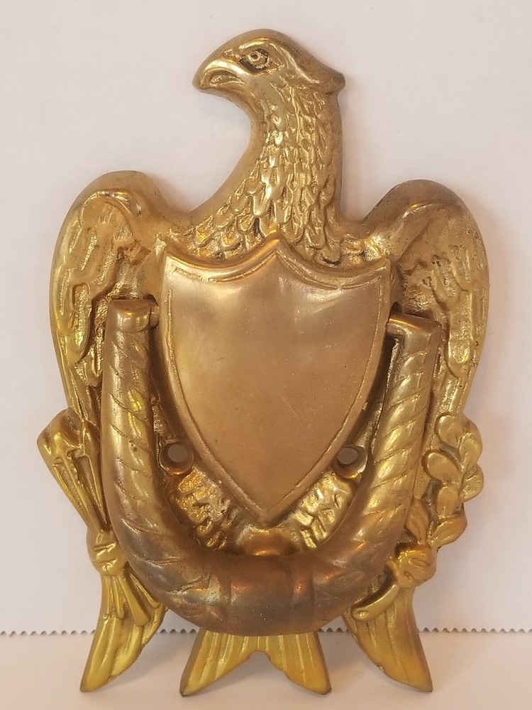 Vintage Brass Eagle W Shield Door Knocker