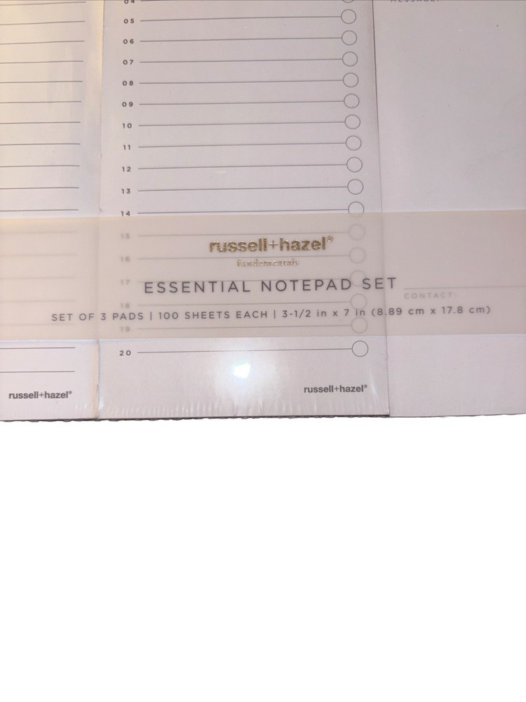 Essential Notepad Set 3 Pads 100 Sheets Each Russell & Hazel Notes Memo To Do
