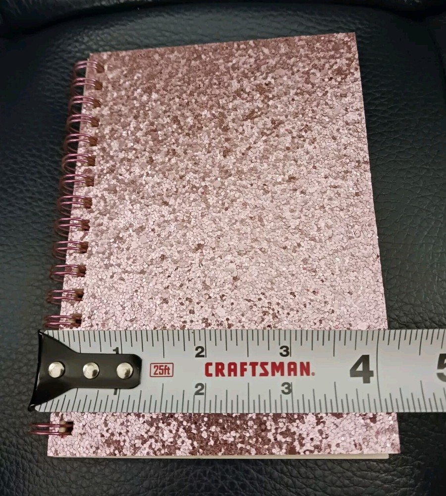 Pink Glitter Spiral Bound Notebook, 4x6, Ruled Pages