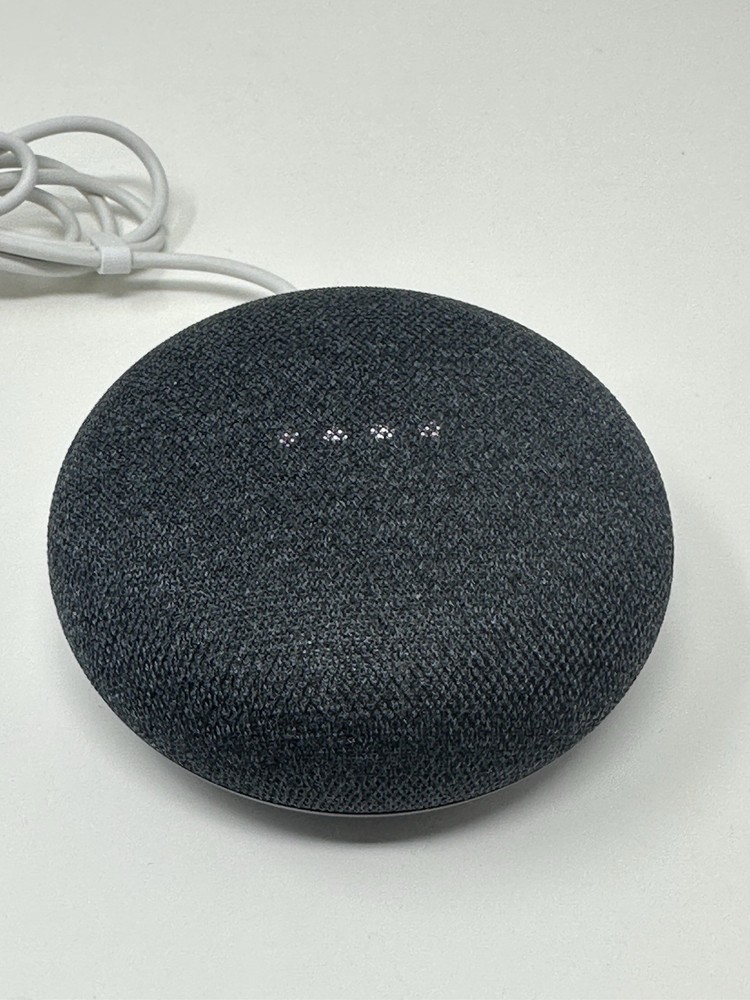 Google Home Mini Smart Assistant Model H0A Speaker With Plug Adapter Black Gray