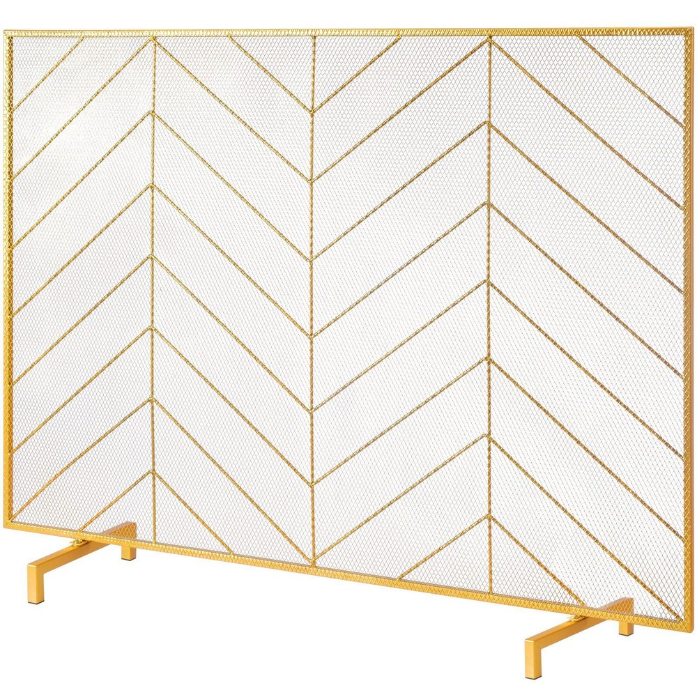 38.6"L x29.8"H Sturdy Iron Mesh Fireplace Screen Single Panel Free Standing