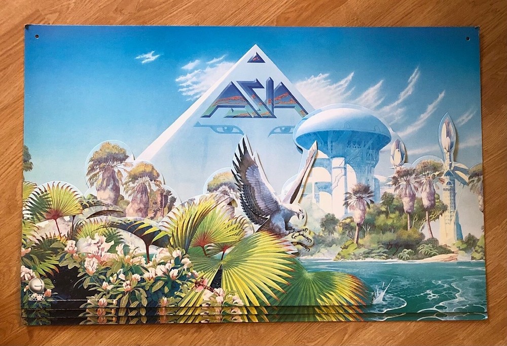 RARE! VINTAGE! ASIA "ALPHA" 1983 PROMO ALBUM DISPLAY + WETTON-HOWE-DOWNES-PALMER