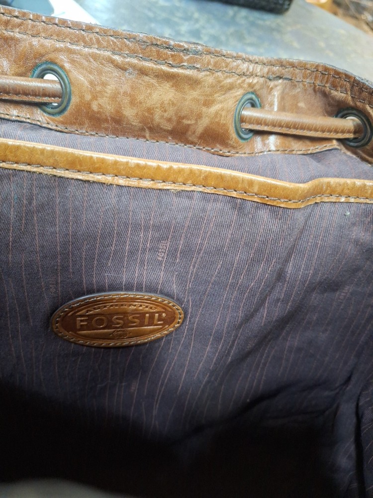 Vtg Leather Fossil Back Pack