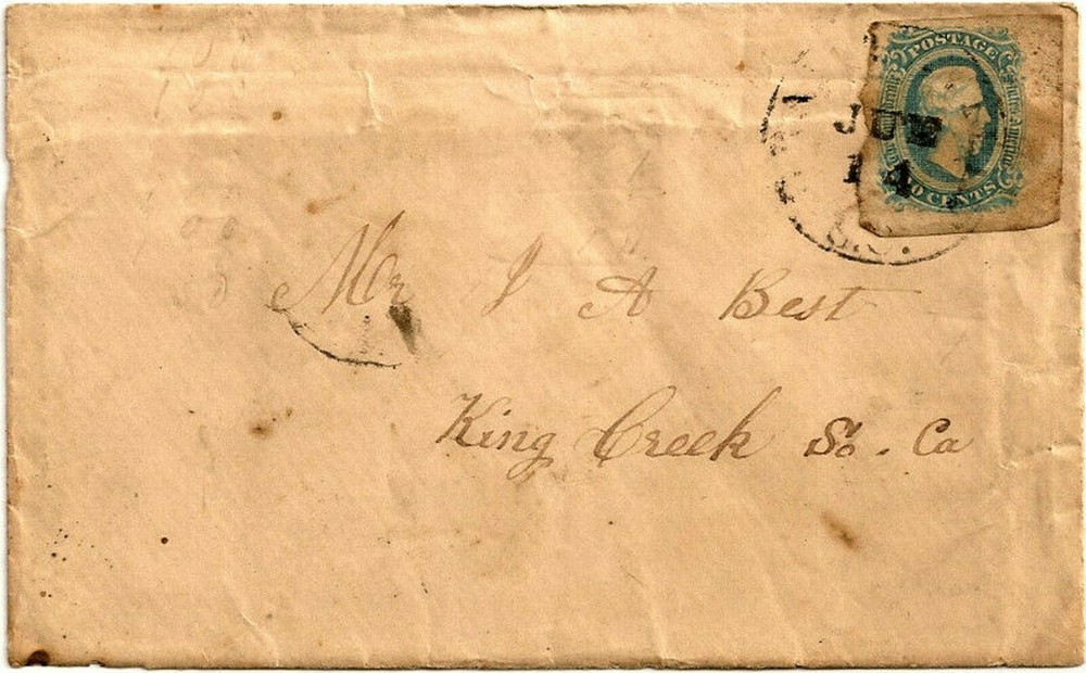 Confederate GENUINE Postal Cover with Confederate Ten Cent Stamp